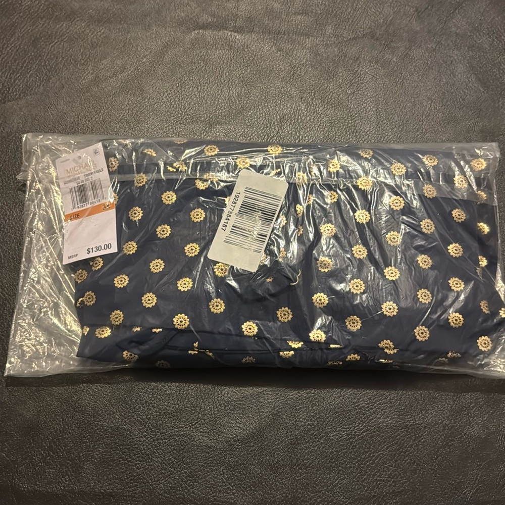 NWT Michael Michael Kors True Navy And Gold Beautiful Maxi Dress Size 3X - Picture 10 of 12